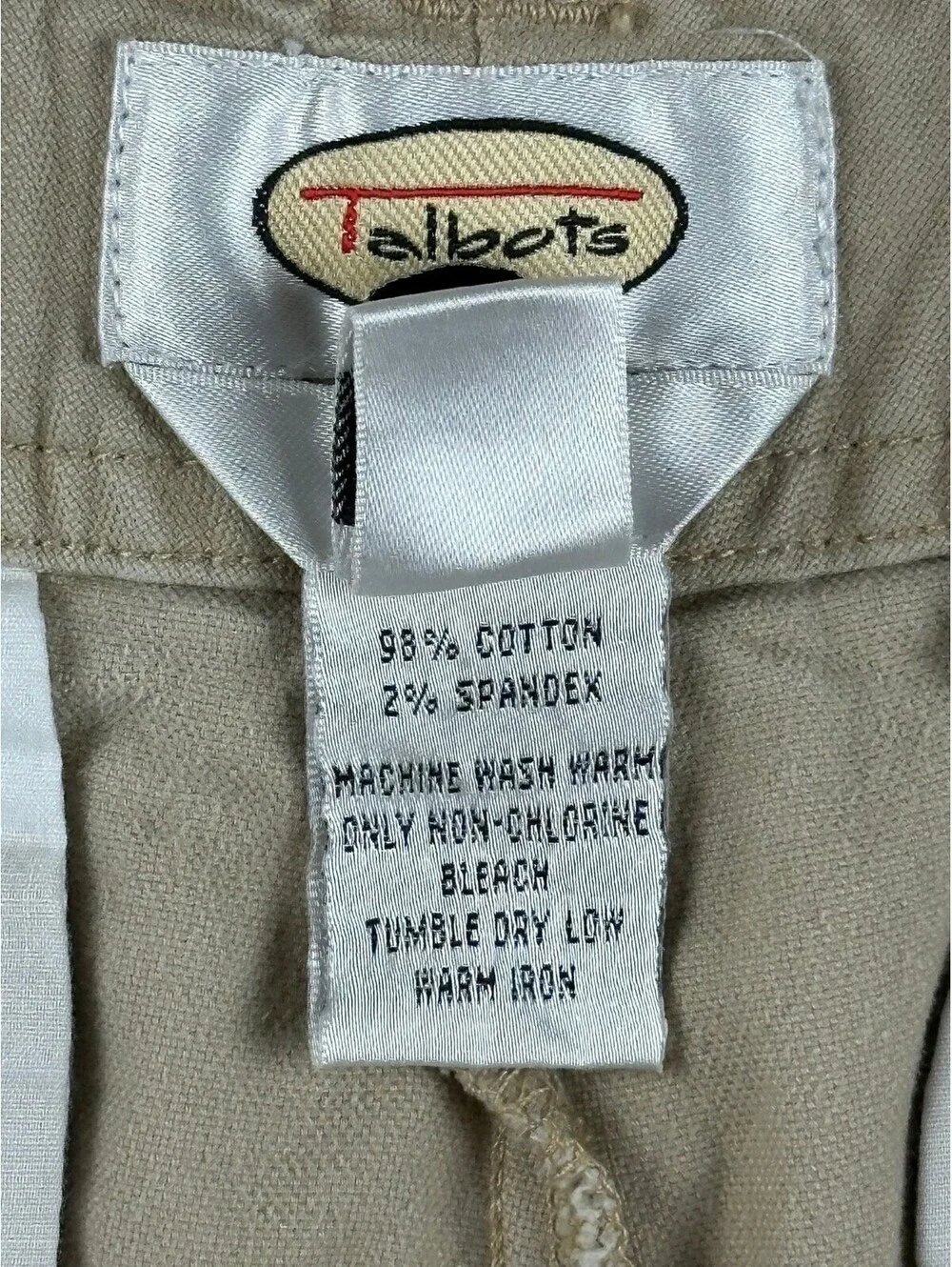 Talbots Shorts Womens 8 Beige Khaki Stretch Chino Casual Flat Front Button
